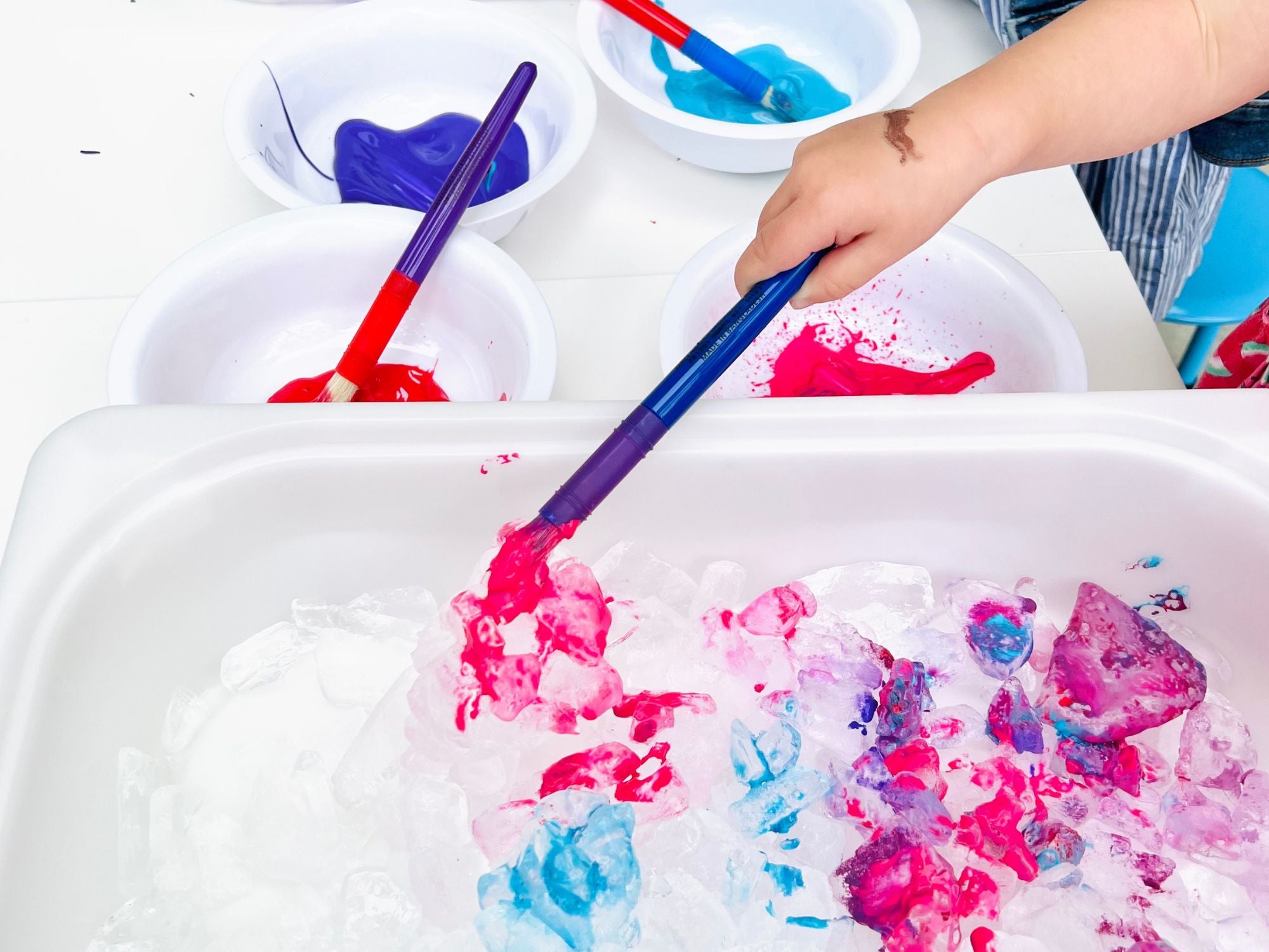 A Colorful Painting with Ice Activity for Babies & Toddlers