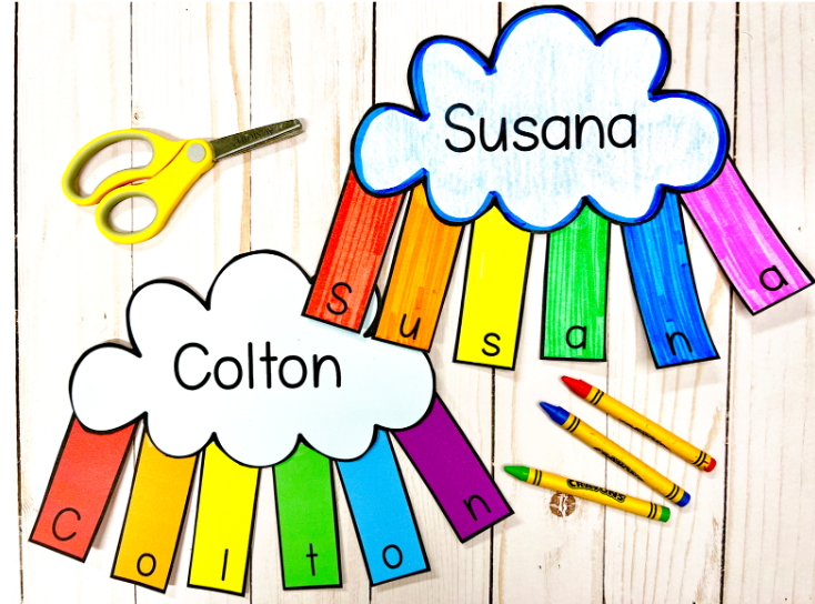 rainbow-name-craft-free-preschool-printable-preschool-packets for Free Printable Rainbows With Clouds Rainbow Name Craft Free Preschool Printable – Preschool Packets for Free Printable Rainbows With Clouds