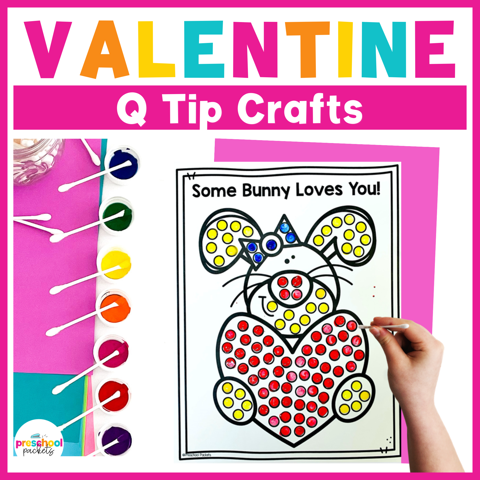 Valentine's Day Crafts Q Tip Painting Fine Motor Activity – Preschool ...