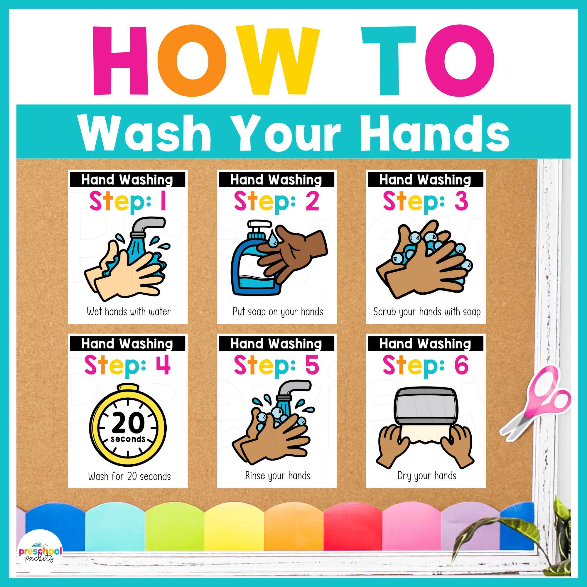How To Wash Hands Posters Preschool Packets How To Wash Hands Posters Preschool Packets