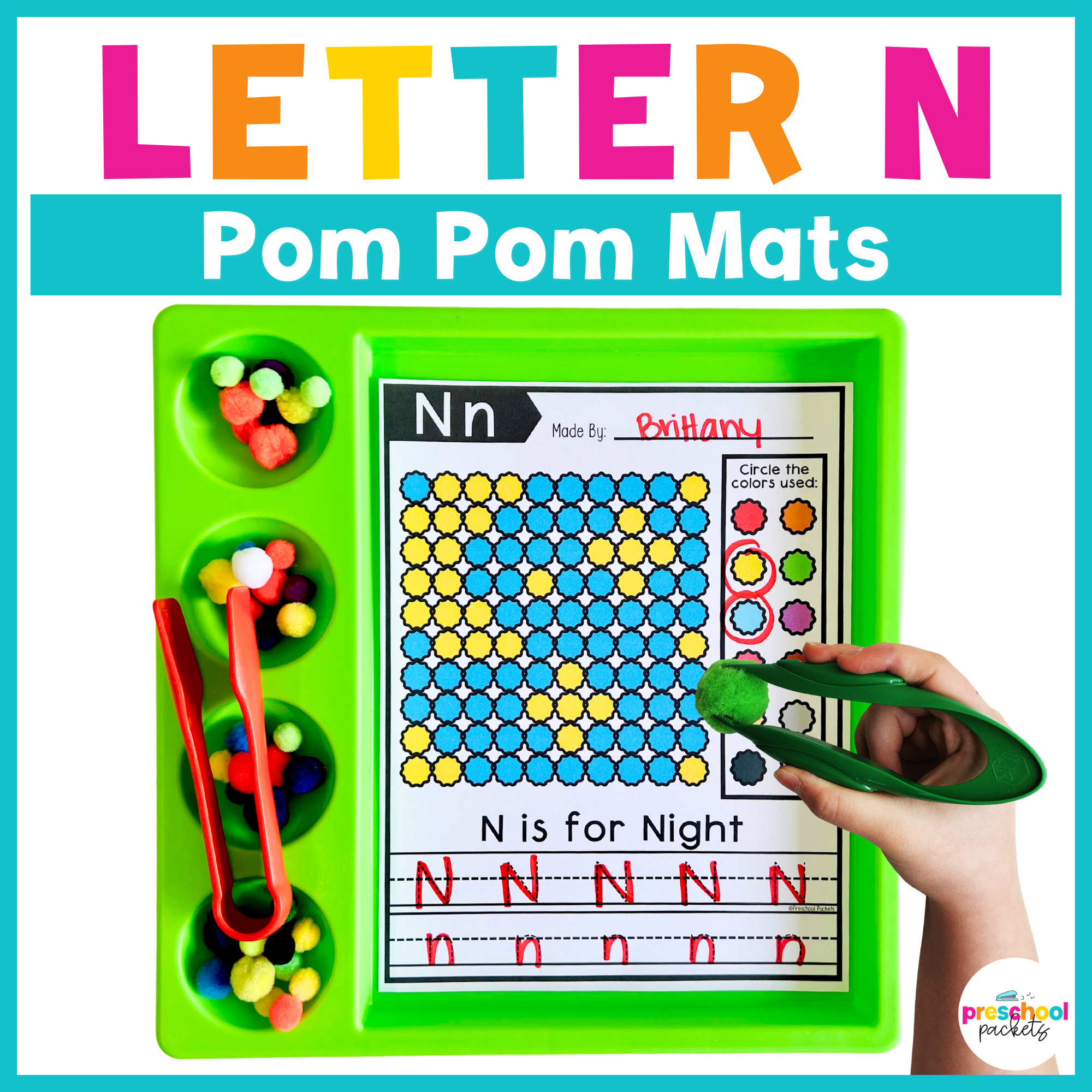Preschool Pom Pom Fine Motor Mats – Letter N Activity Pack – Preschool ...