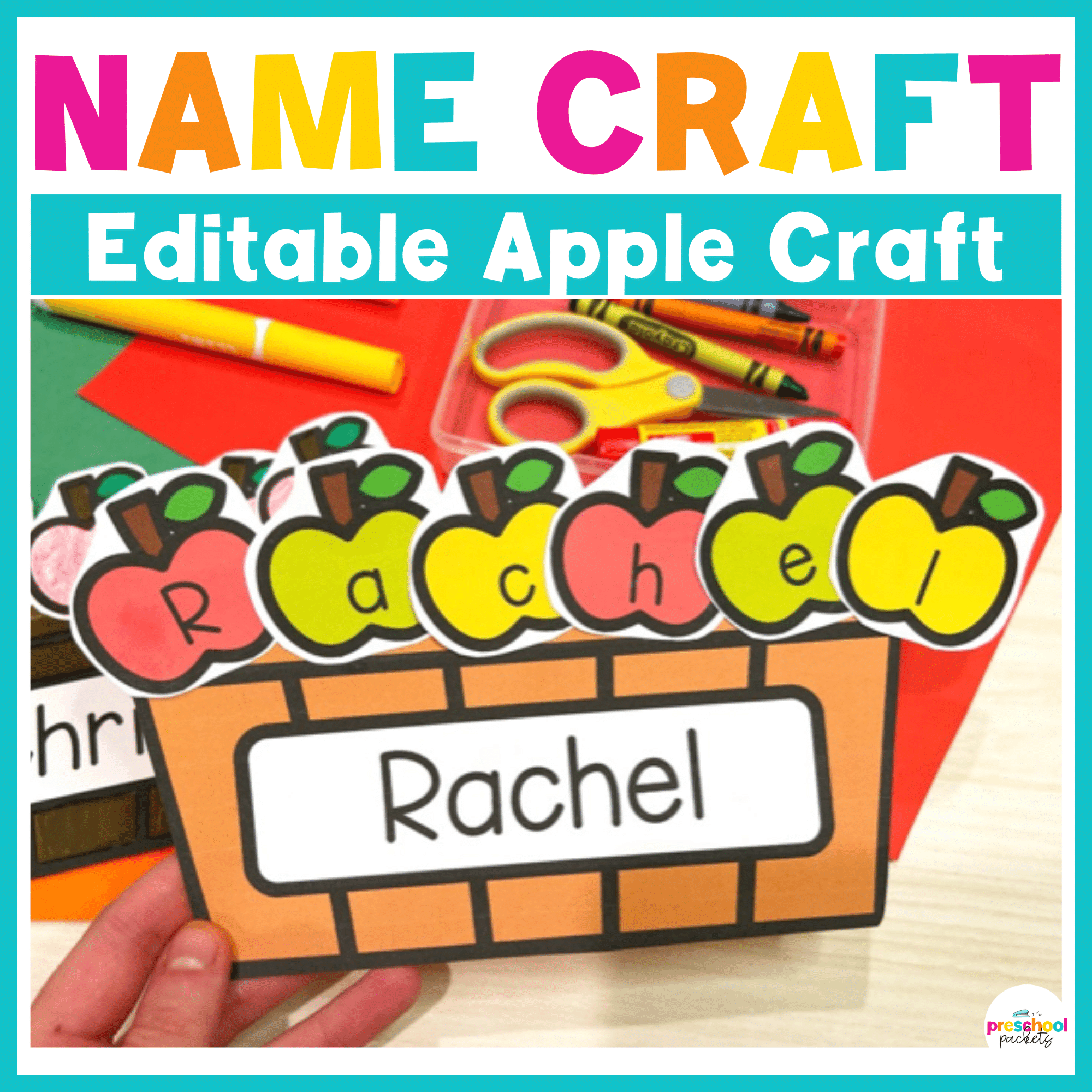 Fall Apple Basket Name Craft Editable – Preschool Packets for Apple Name Tags Printable Free