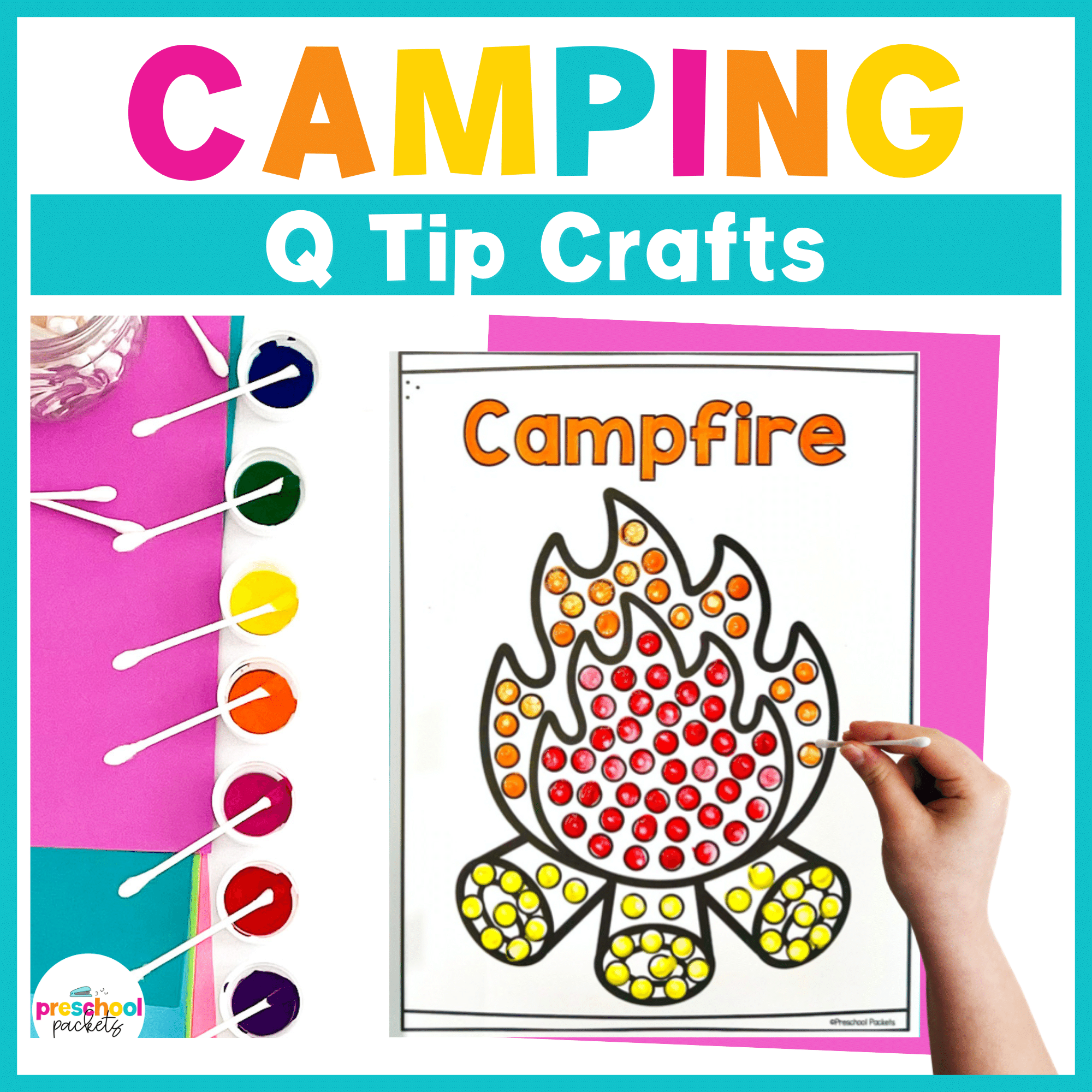 Camping Q Tip Painting Fine Motor Summer Crafts – Preschool Packets camping-q-tip-painting-fine-motor-summer-crafts-preschool-packets