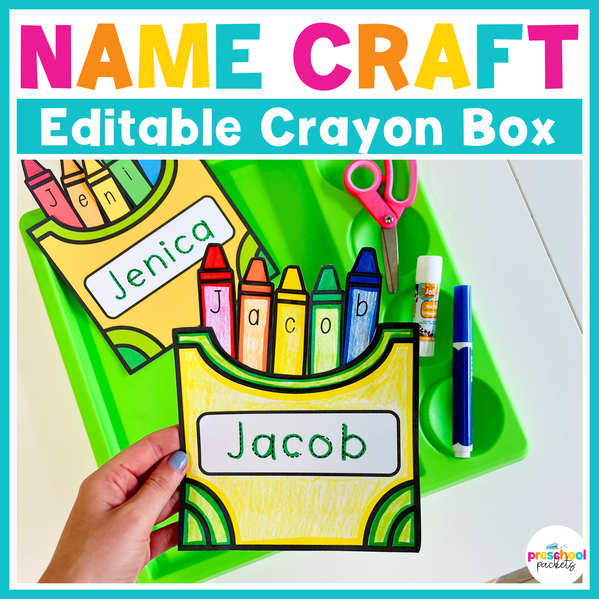 back-to-school-name-craft-editable-crayon-box-preschool-packets for Free Printable Crayon Box Template Back To School Name Craft Editable Crayon Box – Preschool Packets for Free Printable Crayon Box Template