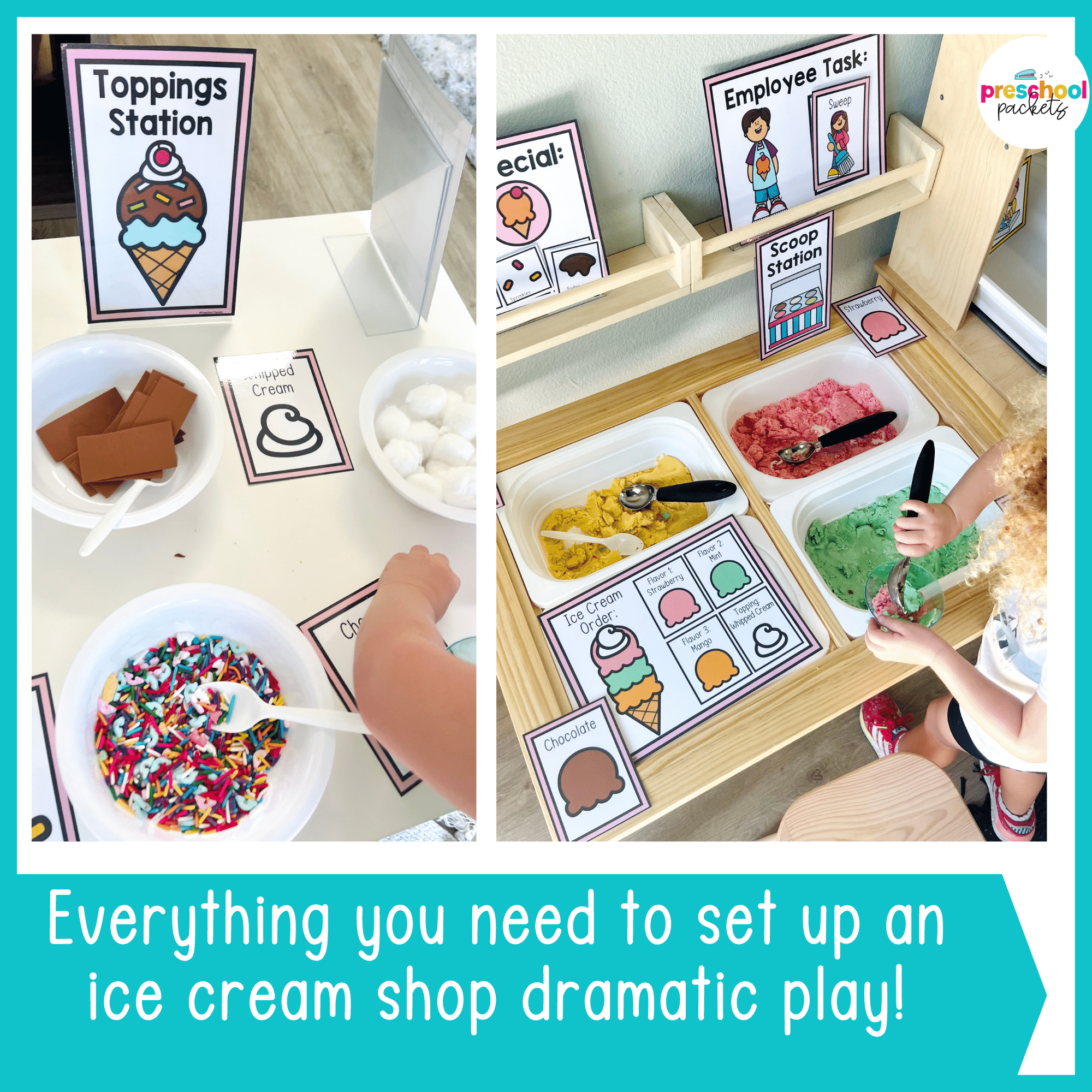 Build an Ice Cream Recipe Game Pretend Play Dramatic Play 