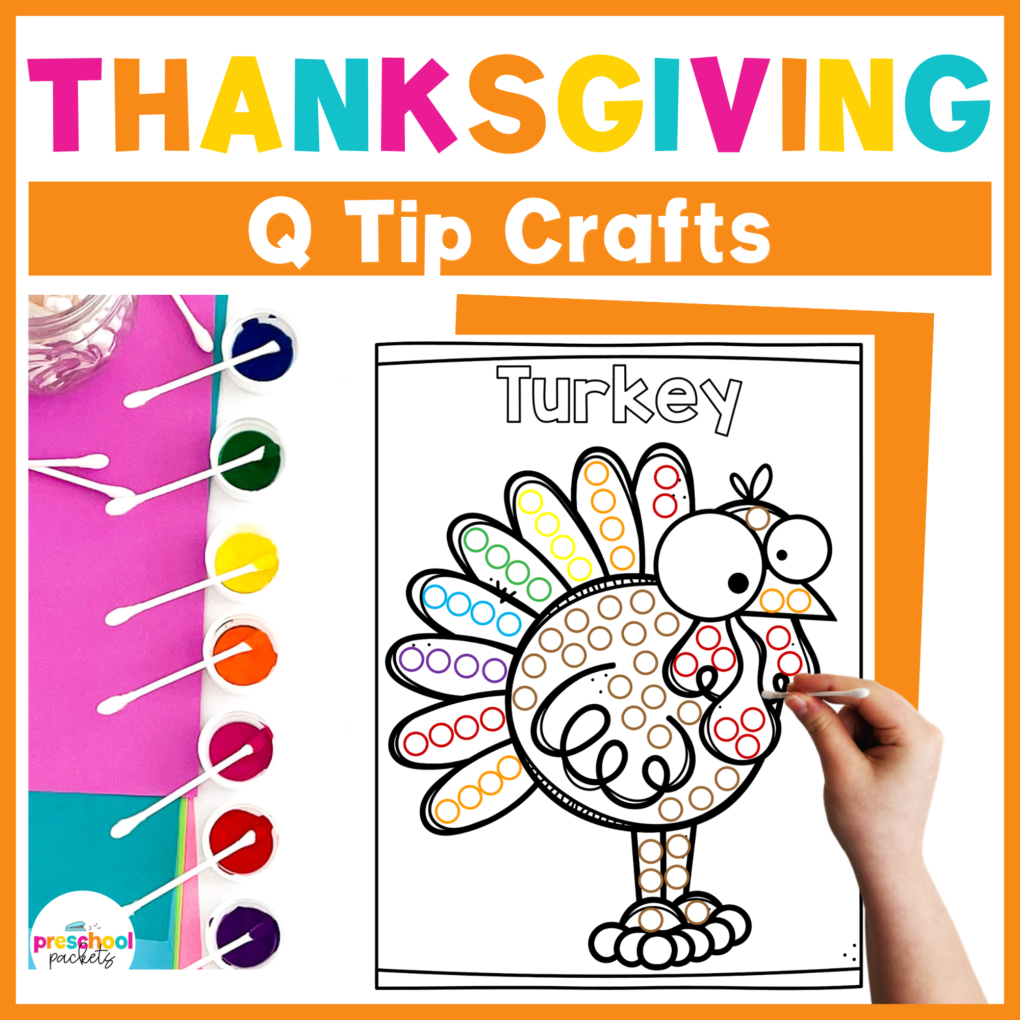 Thanksgiving Crafts Q Tip Painting Fine Motor Activity – Preschool Packets