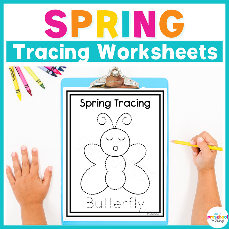 Spring Tracing Worksheets For Preschool, PreK and Kindergarten
