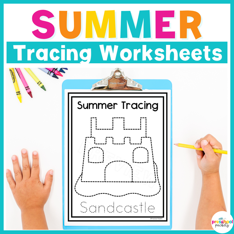 Summer Tracing Worksheets For Preschool, PreK and Kindergarten