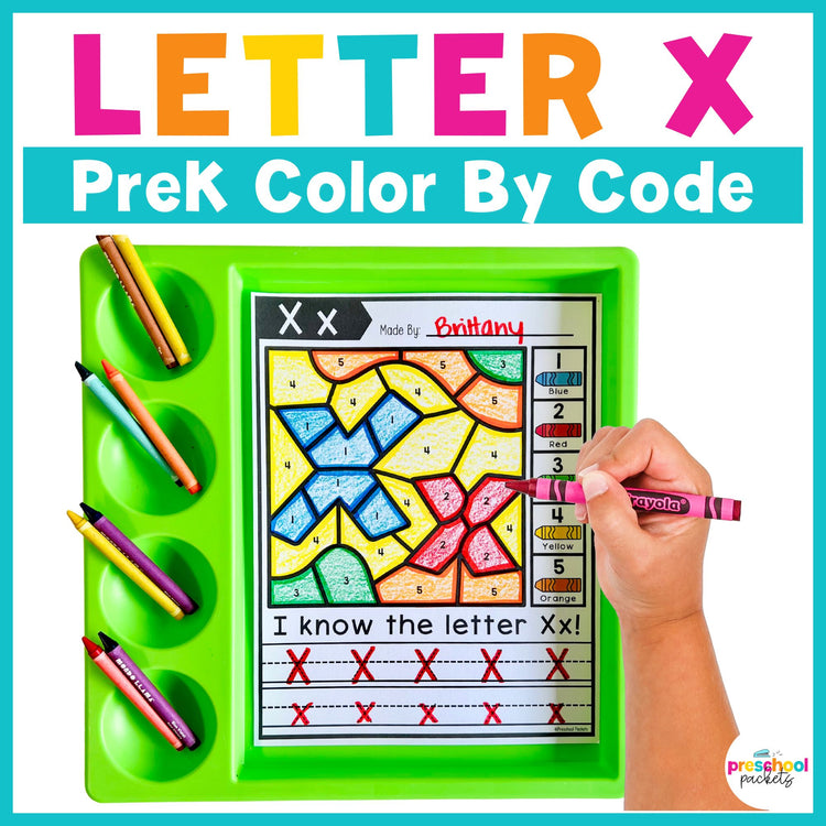 Alphabet Color By Code for Preschool - Letter X
