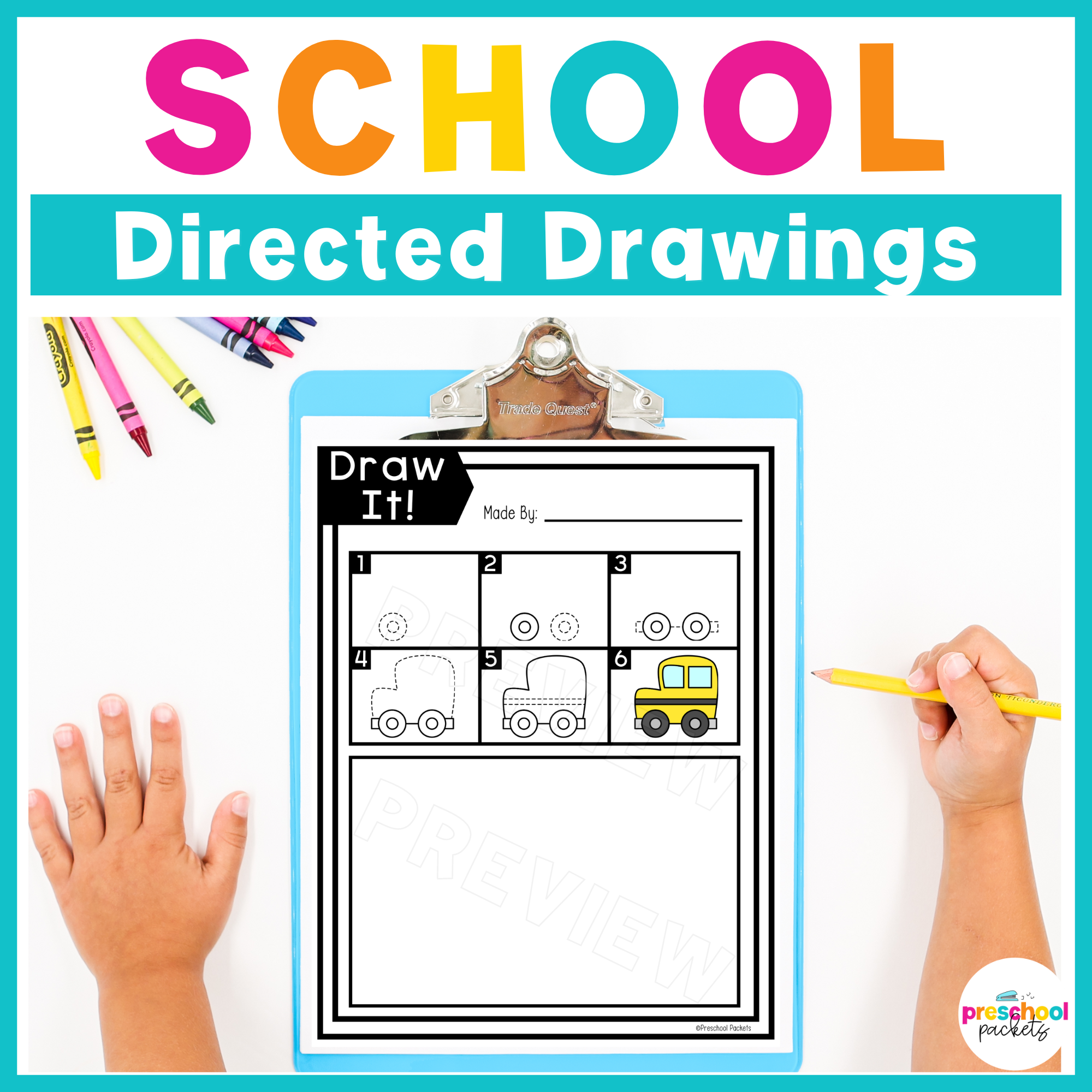 Back To School Directed Drawings For Preschool, PreK and Kindergarten ...