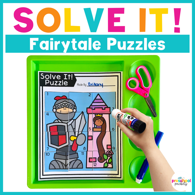 Fairytale Mixed Grid Puzzles For Preschool, PreK and Kindergarten