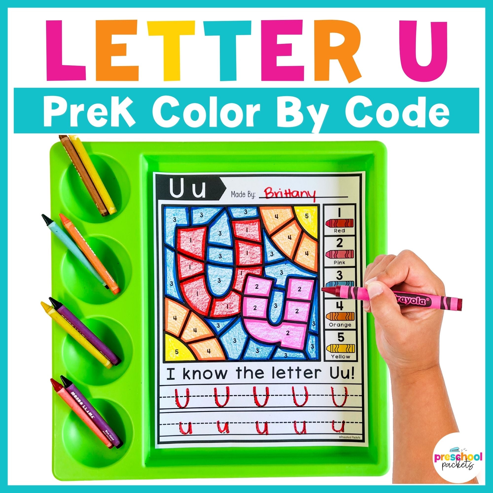 Color Letter U By Code Alphabet Color By Code for Preschool - Letter U – Preschool Packets