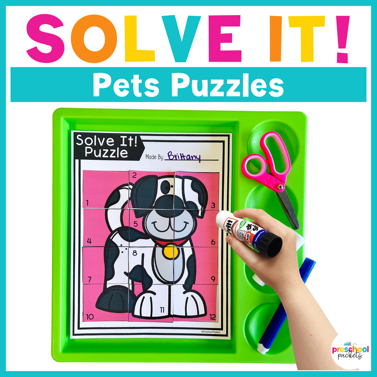 Pets Mixed Grid Puzzles For Preschool, PreK and Kindergarten