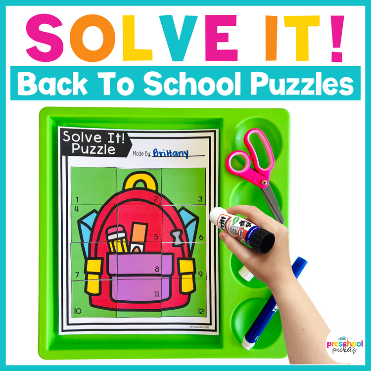 Back To School Mixed Grid Puzzles For Preschool, PreK and Kindergarten