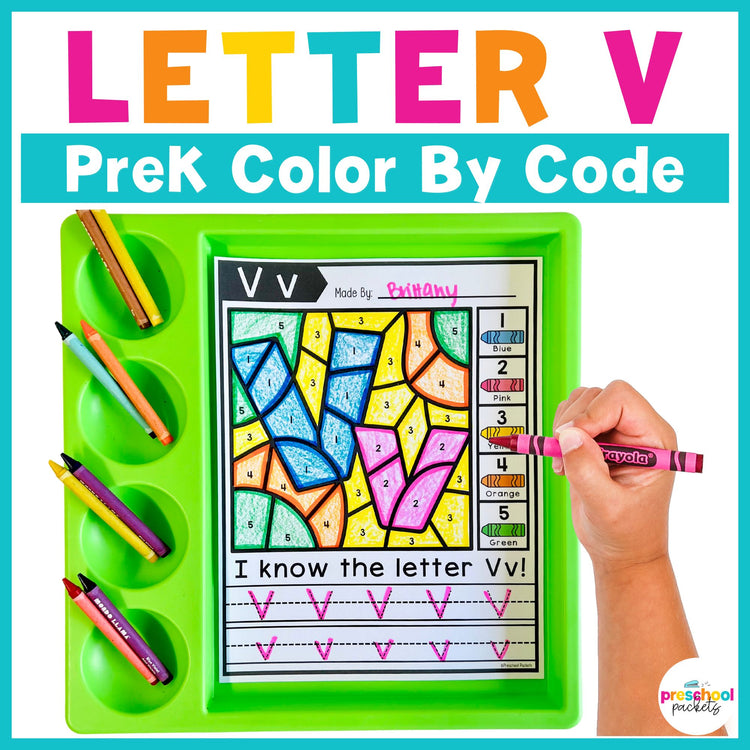 Alphabet Color By Code for Preschool - Letter V