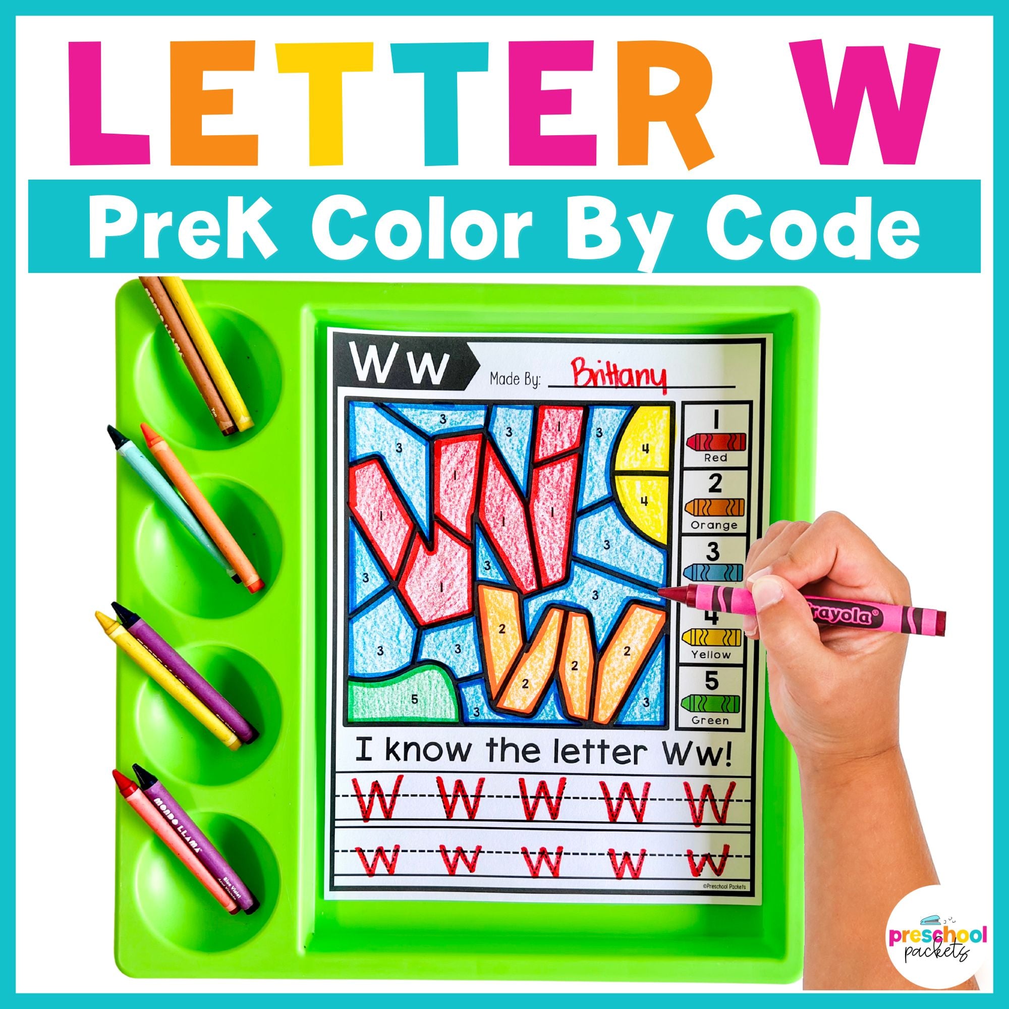 Color Letter W By Color Code Alphabet Color By Code for Preschool - Letter W – Preschool Packets