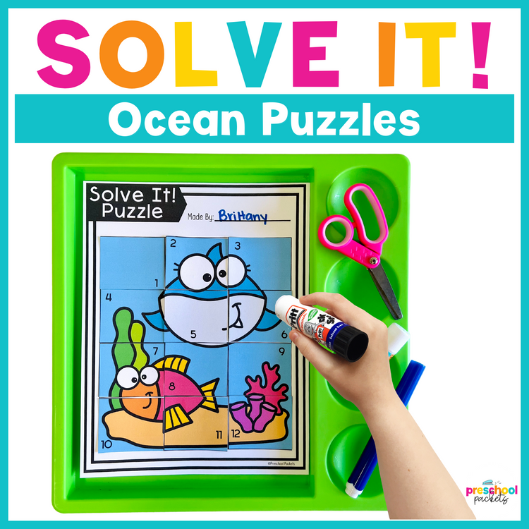 Ocean Mixed Grid Puzzles For Preschool, PreK and Kindergarten