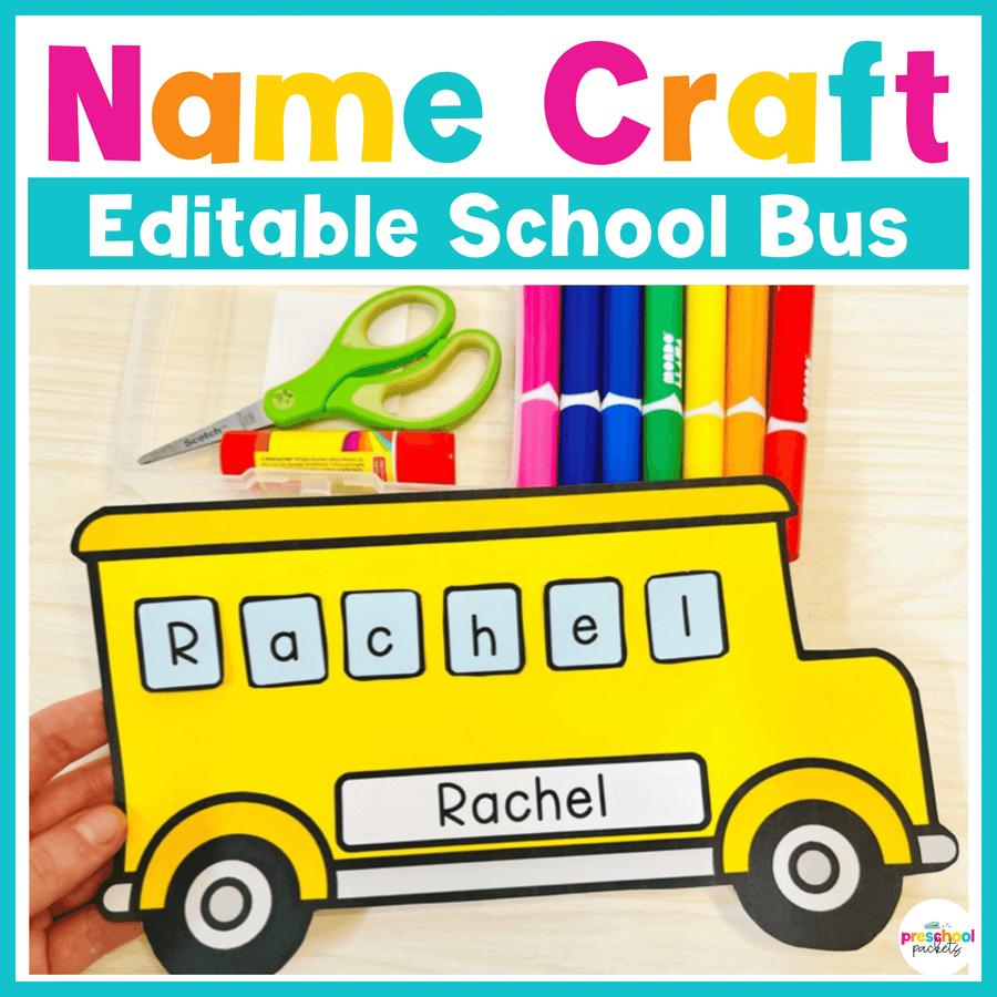 Back To School Crafts: Editable School Bus Name Craft – Preschool Packets