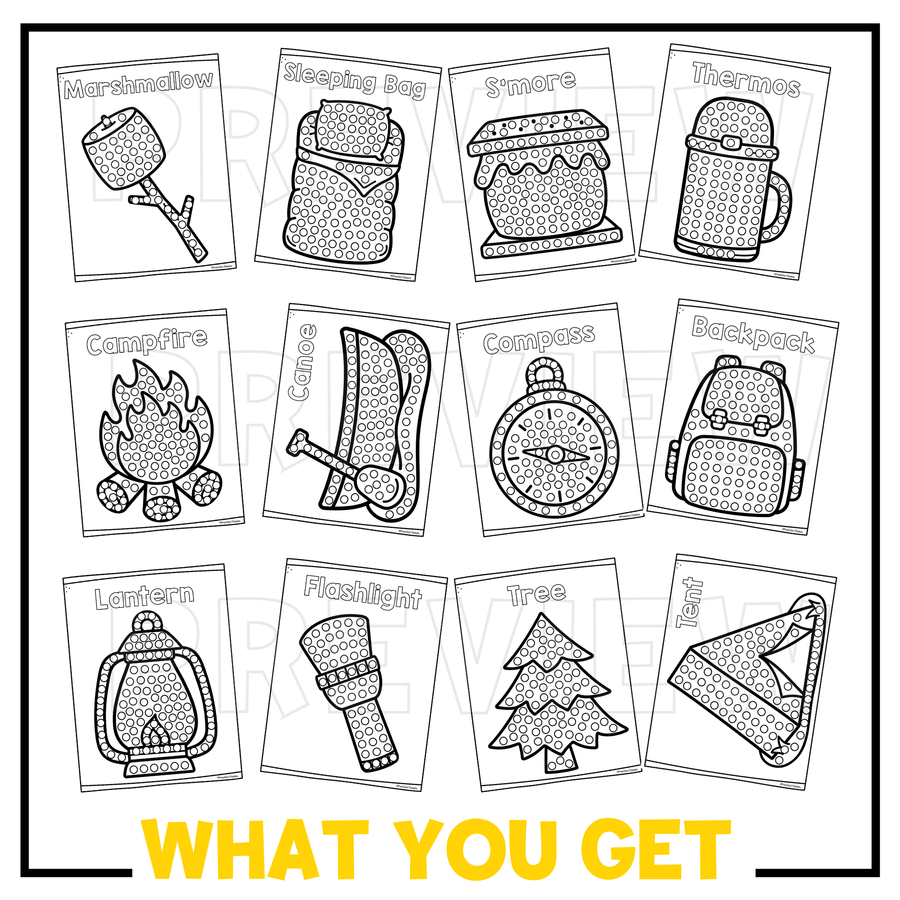 Camping Q Tip Painting Fine Motor Summer Crafts – Preschool Packets