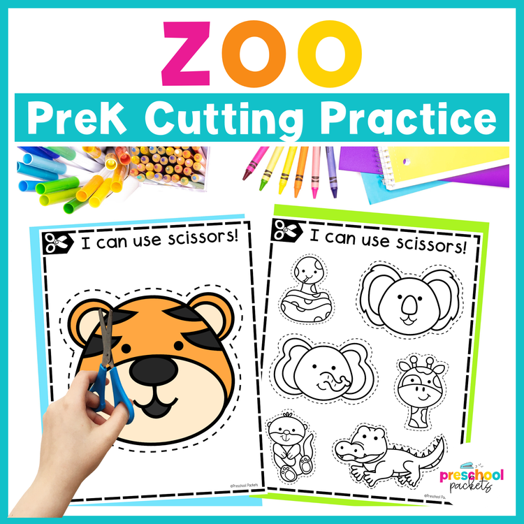 Zoo Animal Cutting and Scissor Practice For Preschool, PreK and Kindergarten