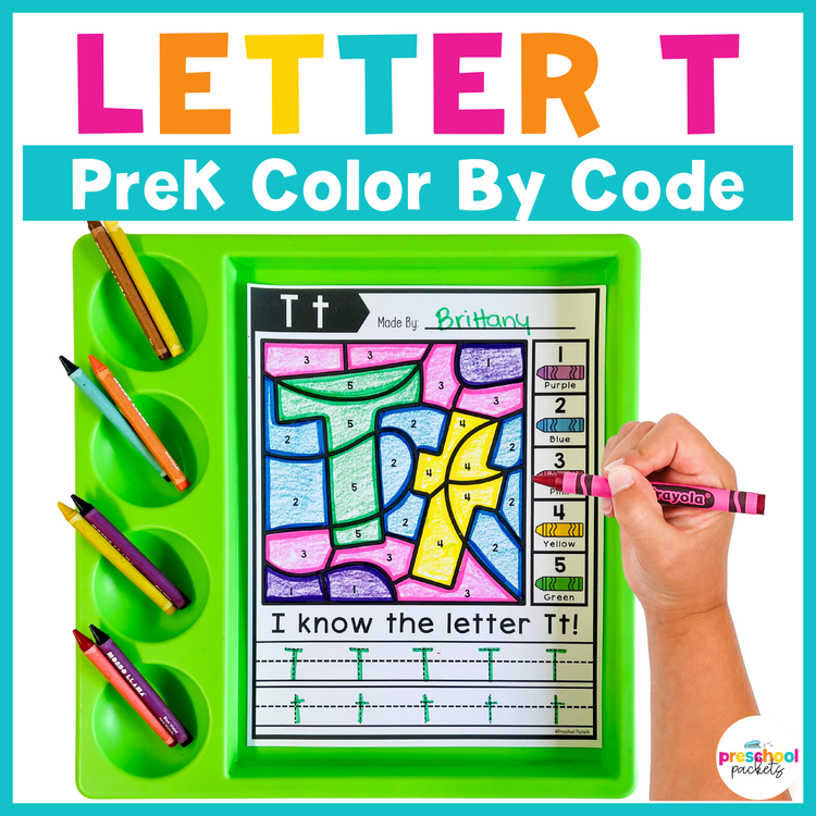 Alphabet Color By Code for Preschool - Letter T