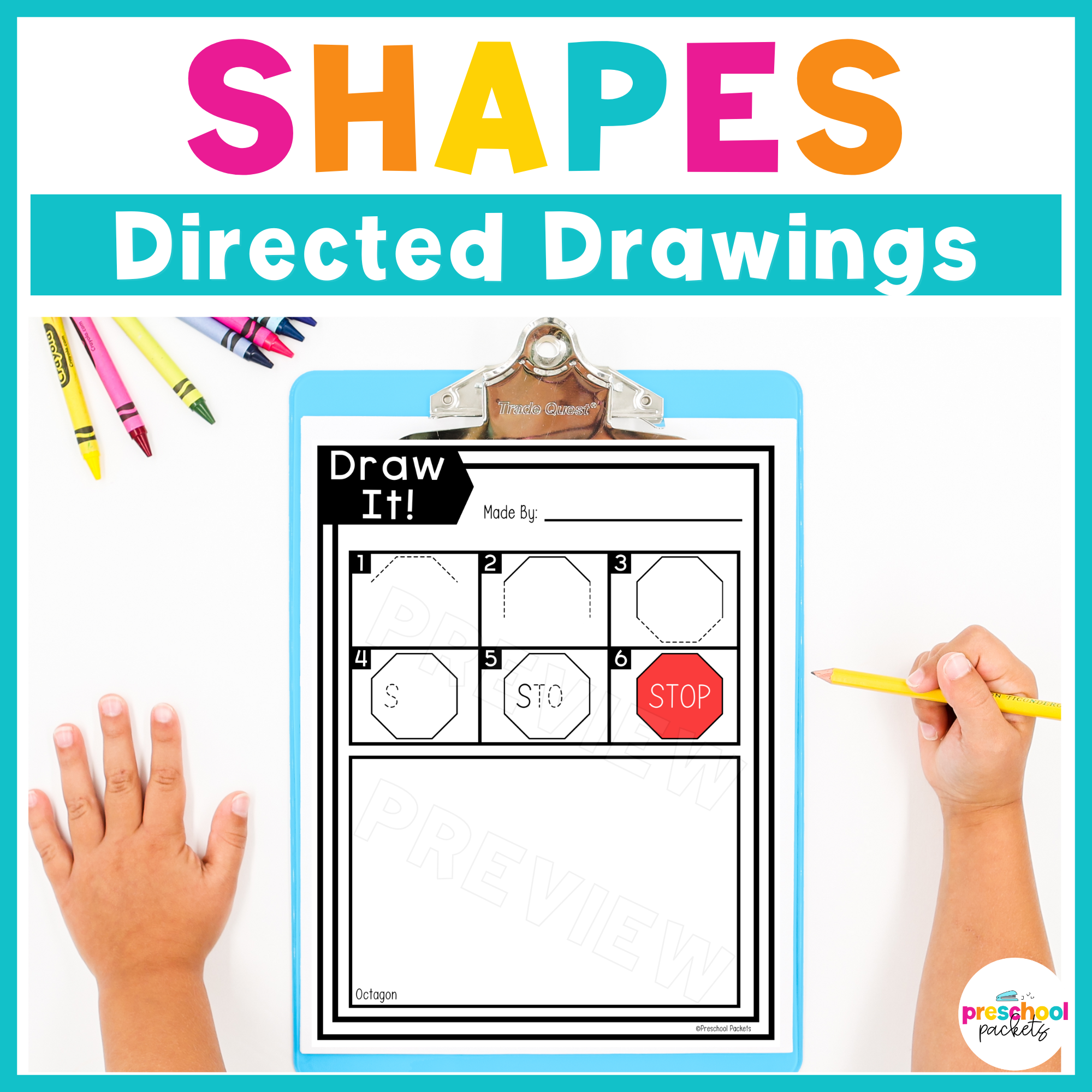 Math Directed Drawing Shapes Directed Drawings For Preschool, PreK and Kindergarten ...
