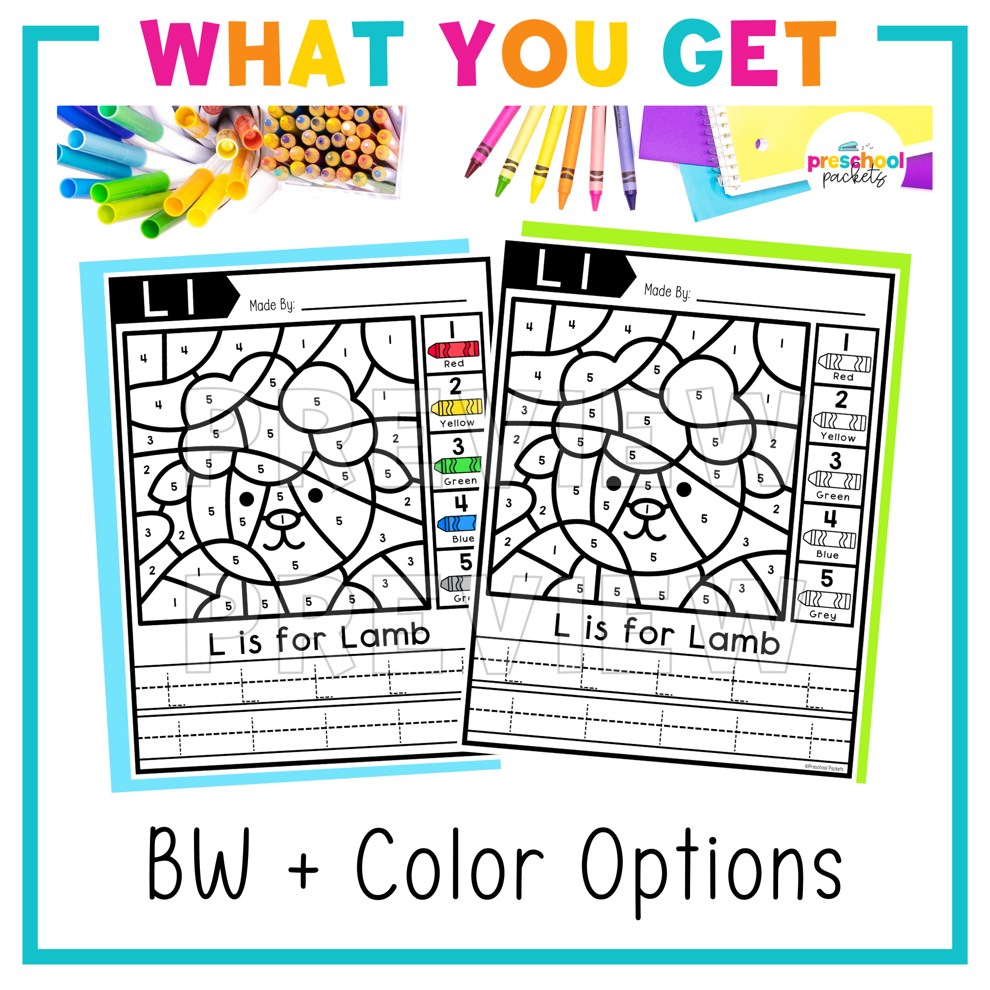 Color Letter L By Code Alphabet Color By Code for Preschool - Letter L – Preschool Packets