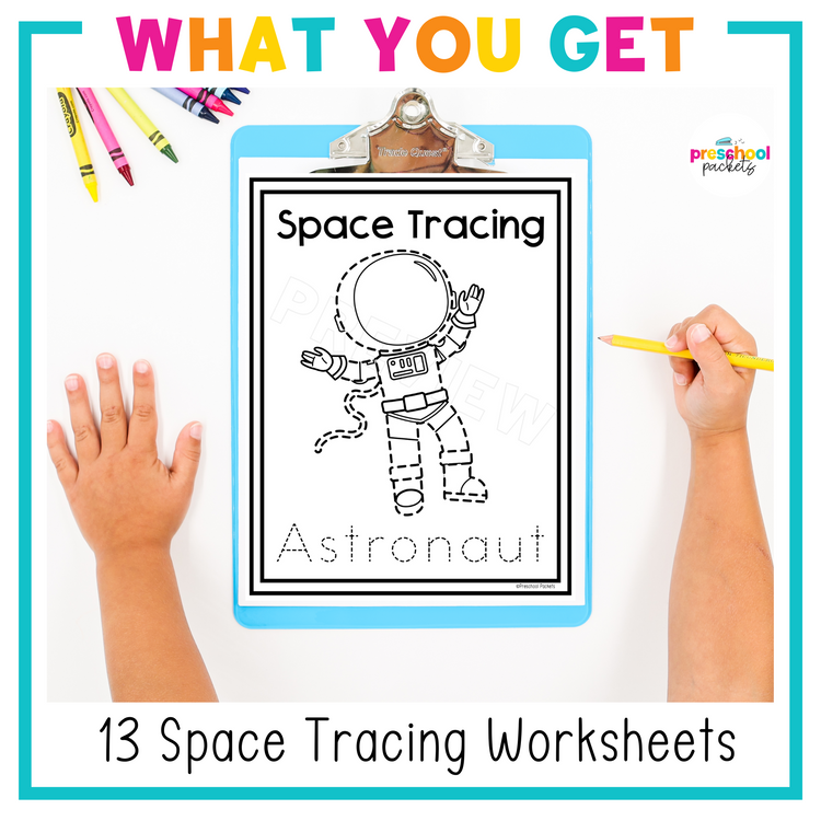 Space Tracing Worksheets For Preschool, PreK and Kindergarten