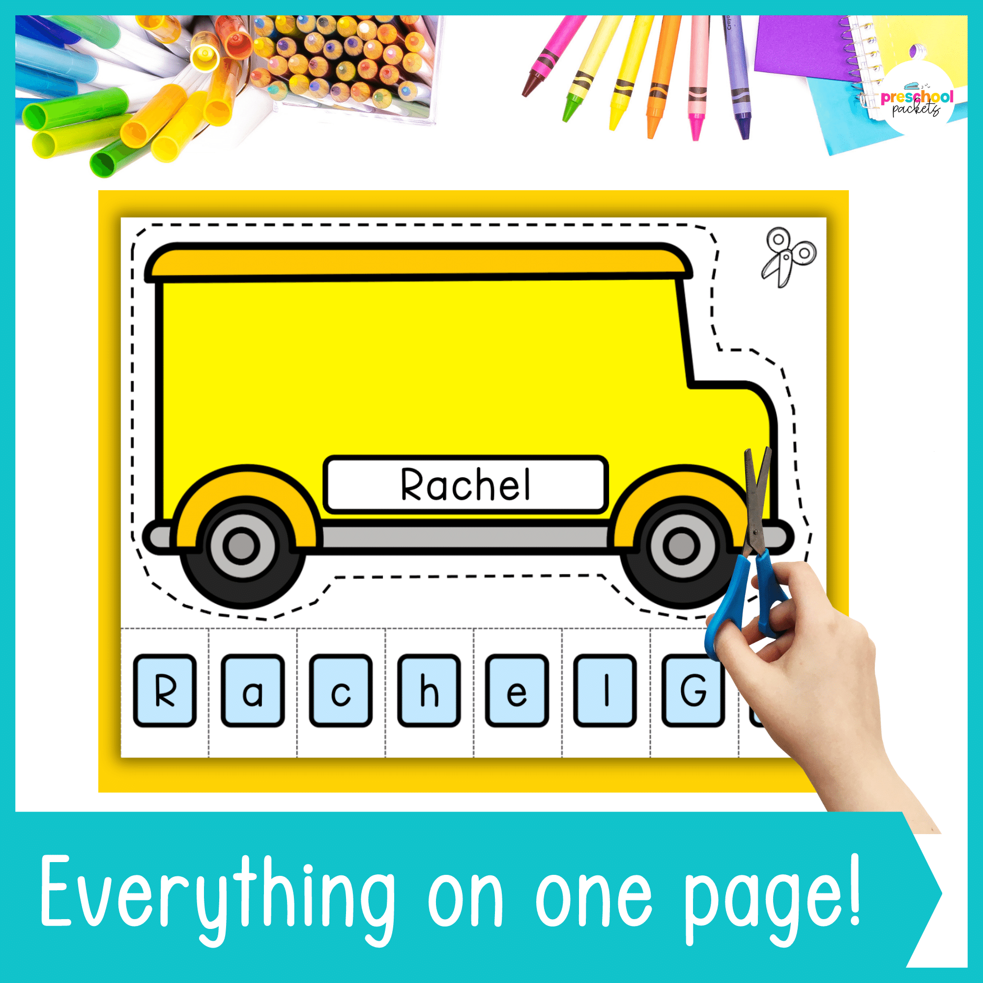 Back To School Crafts: Editable School Bus Name Craft โ Preschool Packets