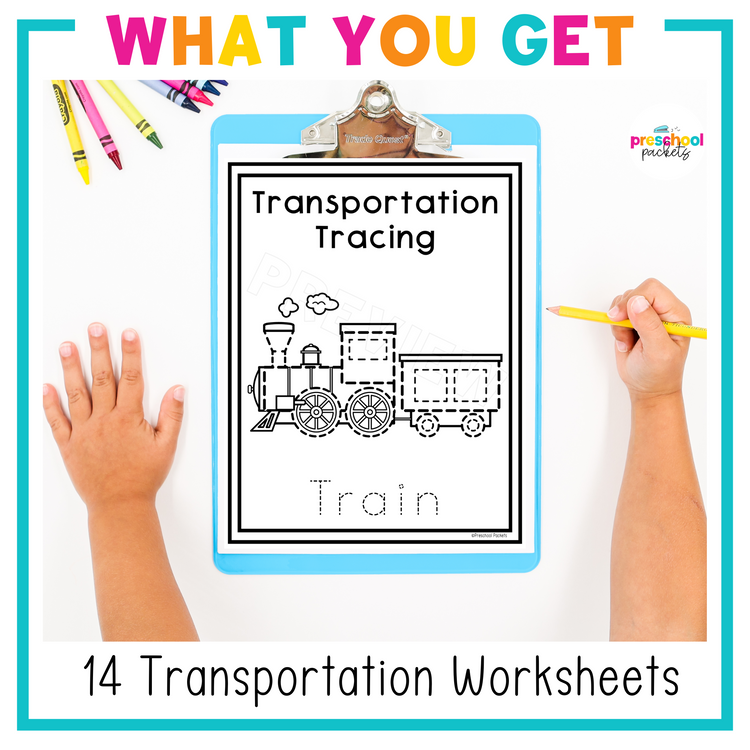 Transportation Tracing Worksheets For Preschool, PreK and Kindergarten