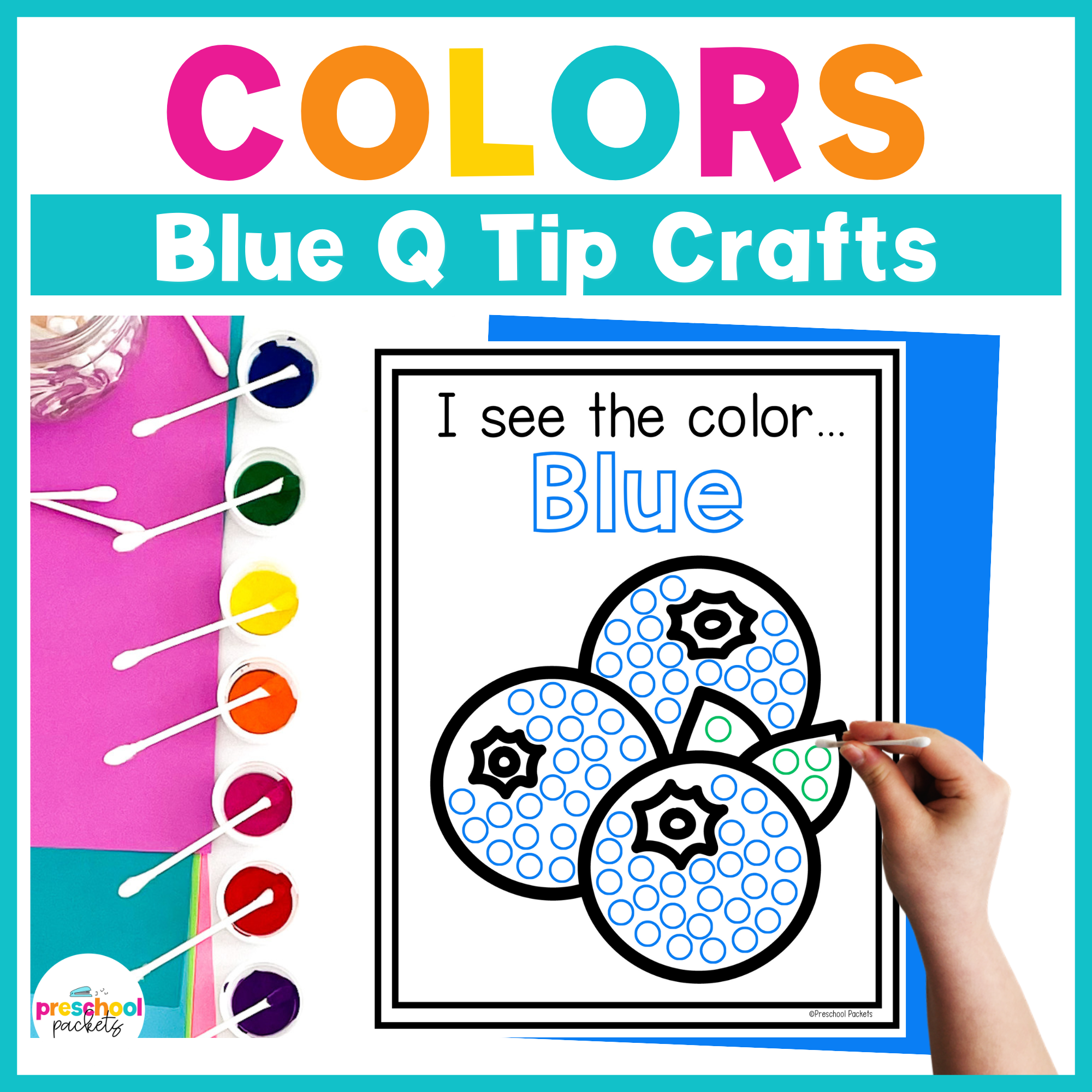 Preschool Colors Q Tip Crafts: Color Blue – Preschool Packets