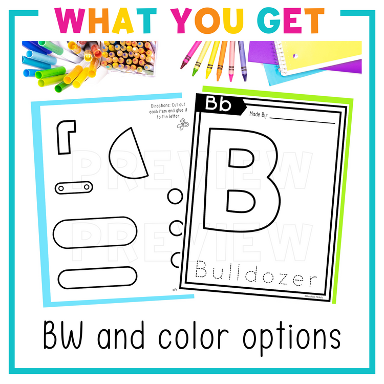 Alphabet Crafts: B is for Bulldozer Letter of the Week Activity