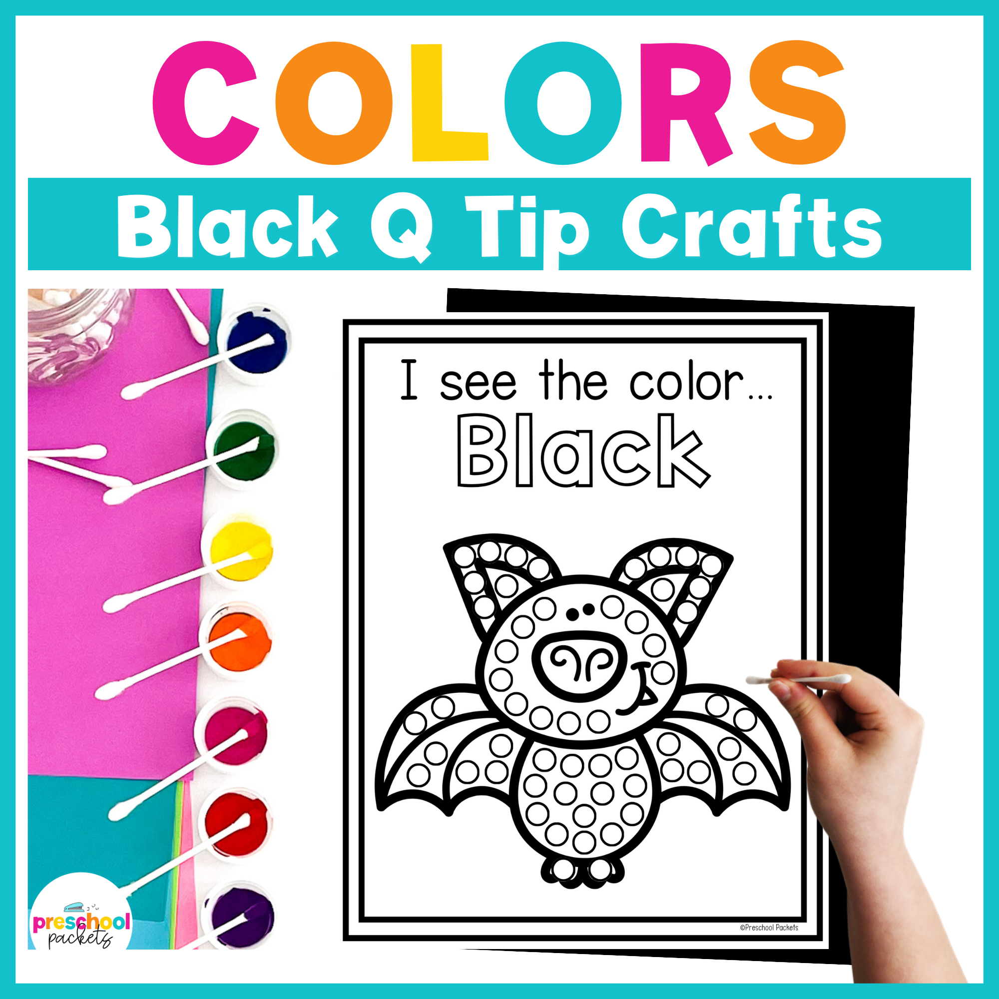 Preschool Colors Q Tip Crafts: Color Black – Preschool Packets