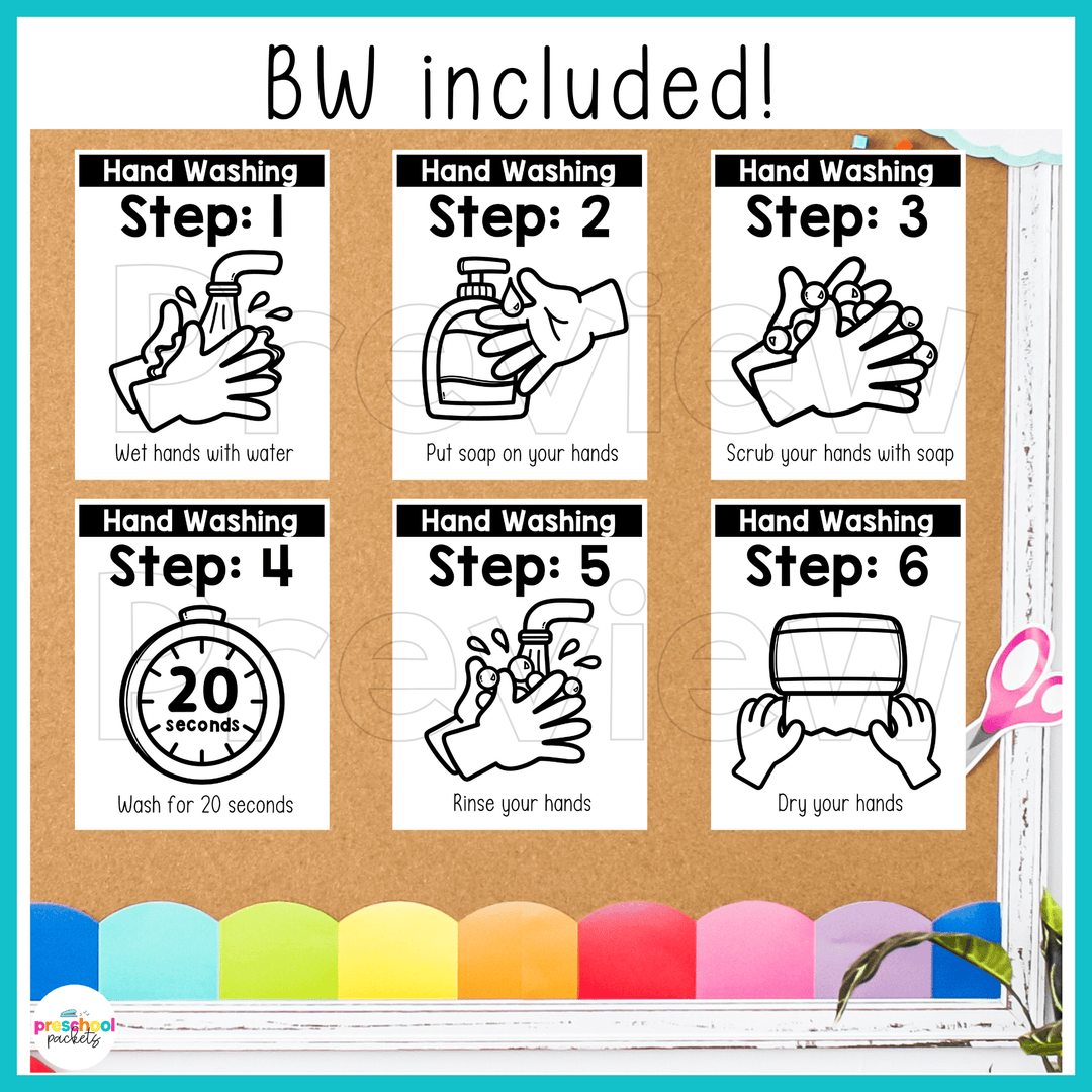 How To Wash Hands Posters Preschool Packets