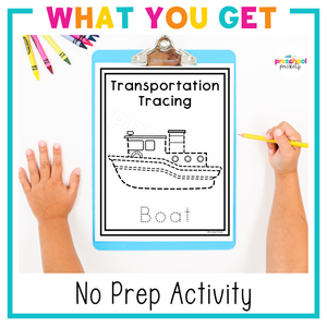 Transportation Tracing Worksheets For Preschool, PreK and Kindergarten ...
