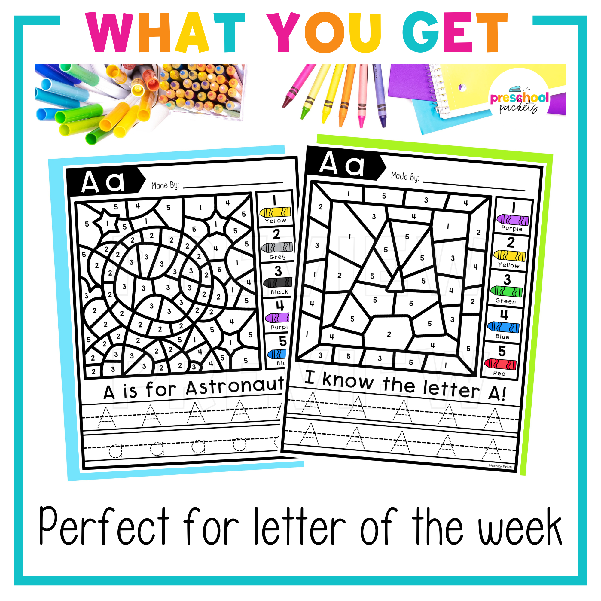 Alphabet Color By Code for Preschool - Letter A – Preschool Packets