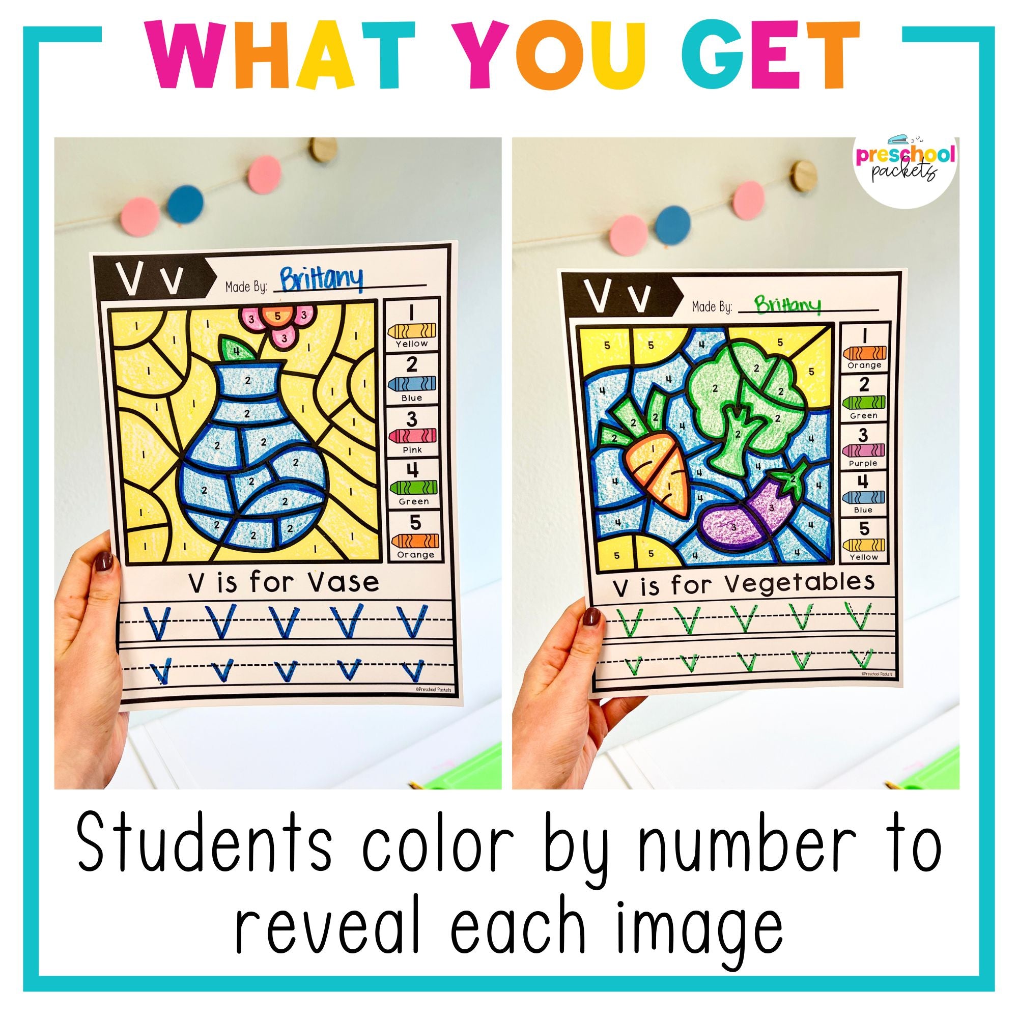 Letter V Color Code Worksheet Alphabet Color By Code for Preschool - Letter V – Preschool Packets