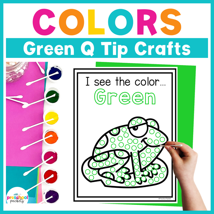 Preschool Colors Q Tip Crafts: Color Green