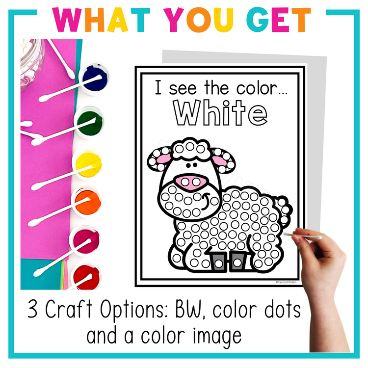 Preschool Colors Q Tip Crafts: Color White