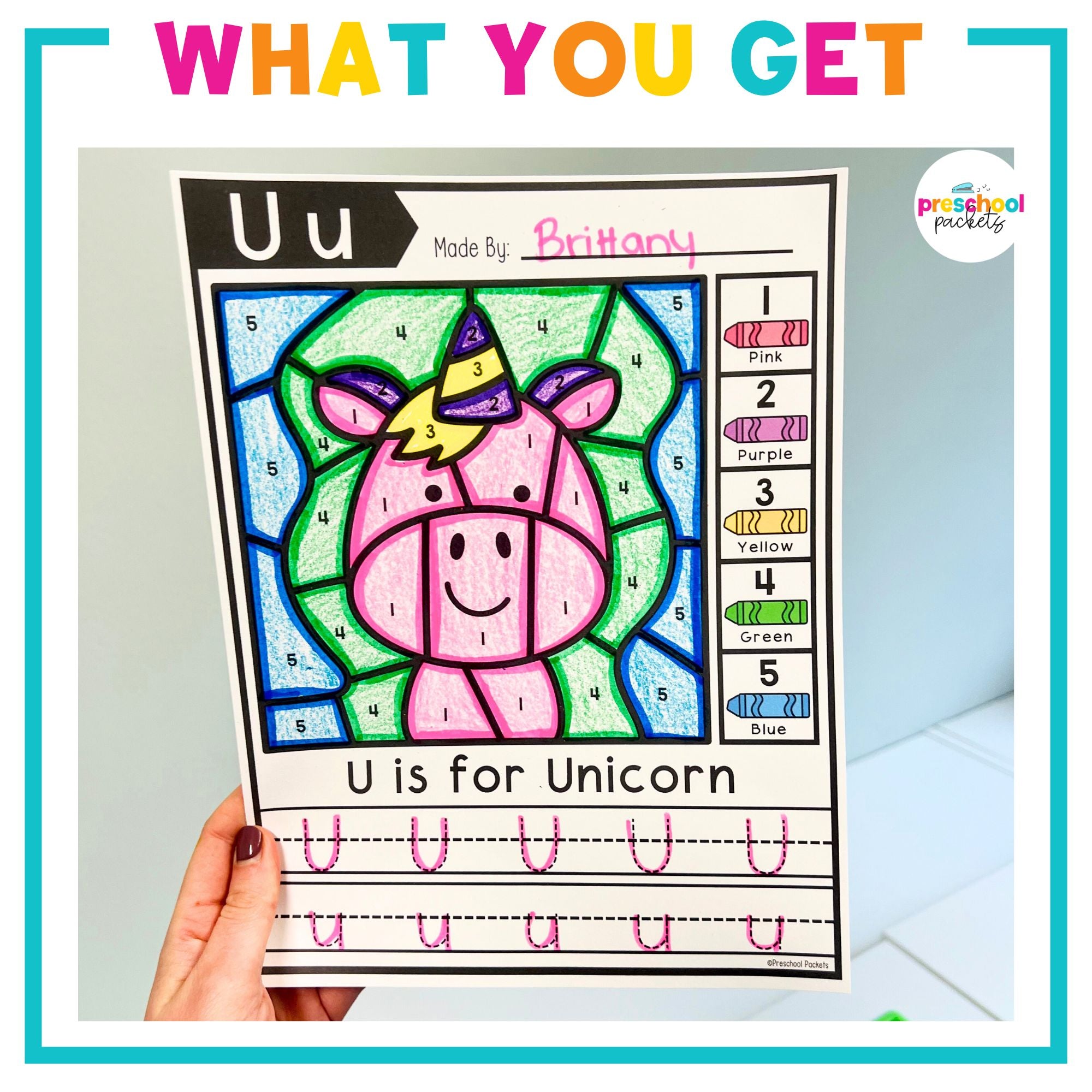 Color Letter U By Code Alphabet Color By Code for Preschool - Letter U – Preschool Packets