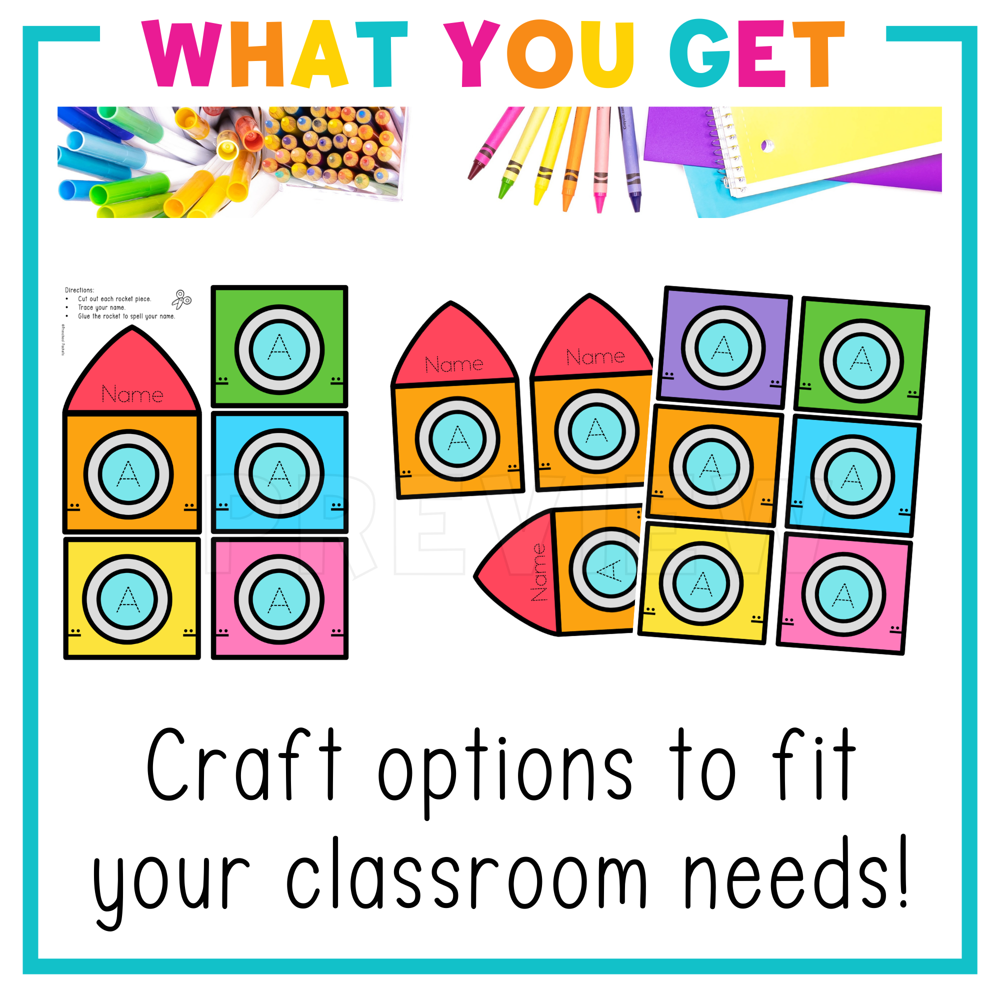 Rocket Name Craft Editable Space Craft for Preschool โ Preschool Packets