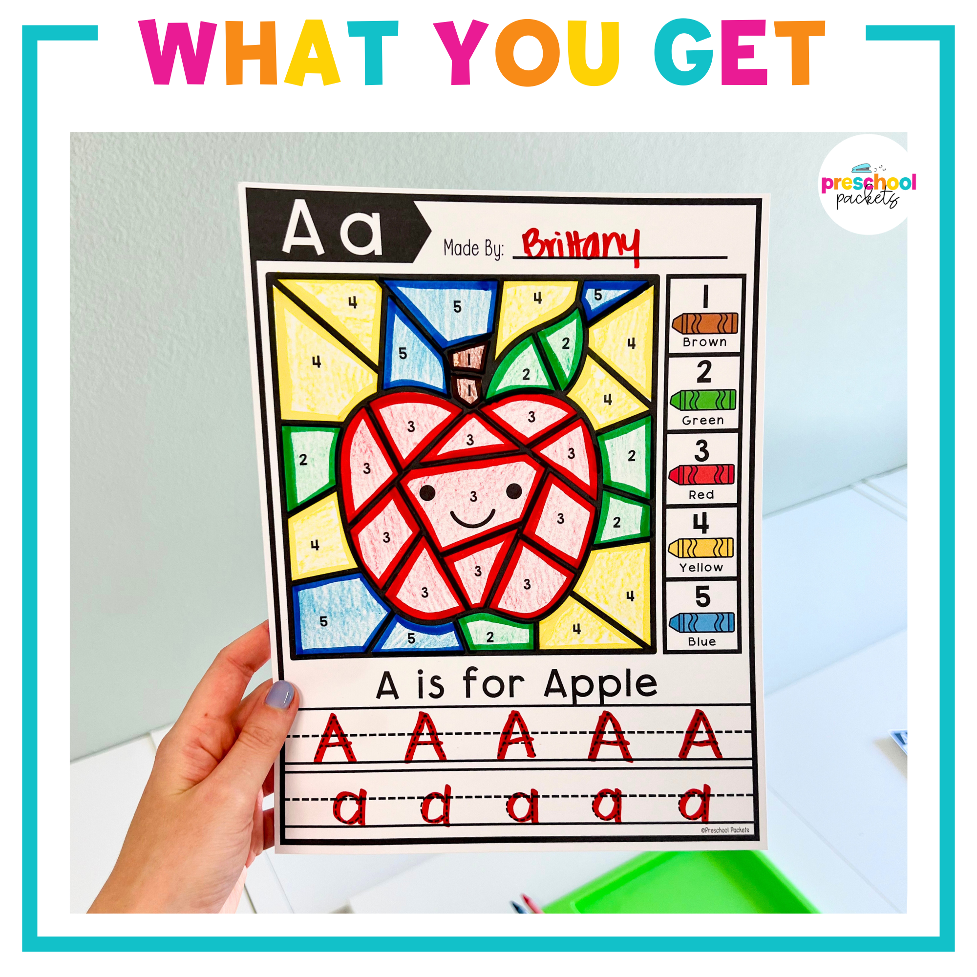 Later A Color Alphabet Color By Code for Preschool - Letter A – Preschool Packets