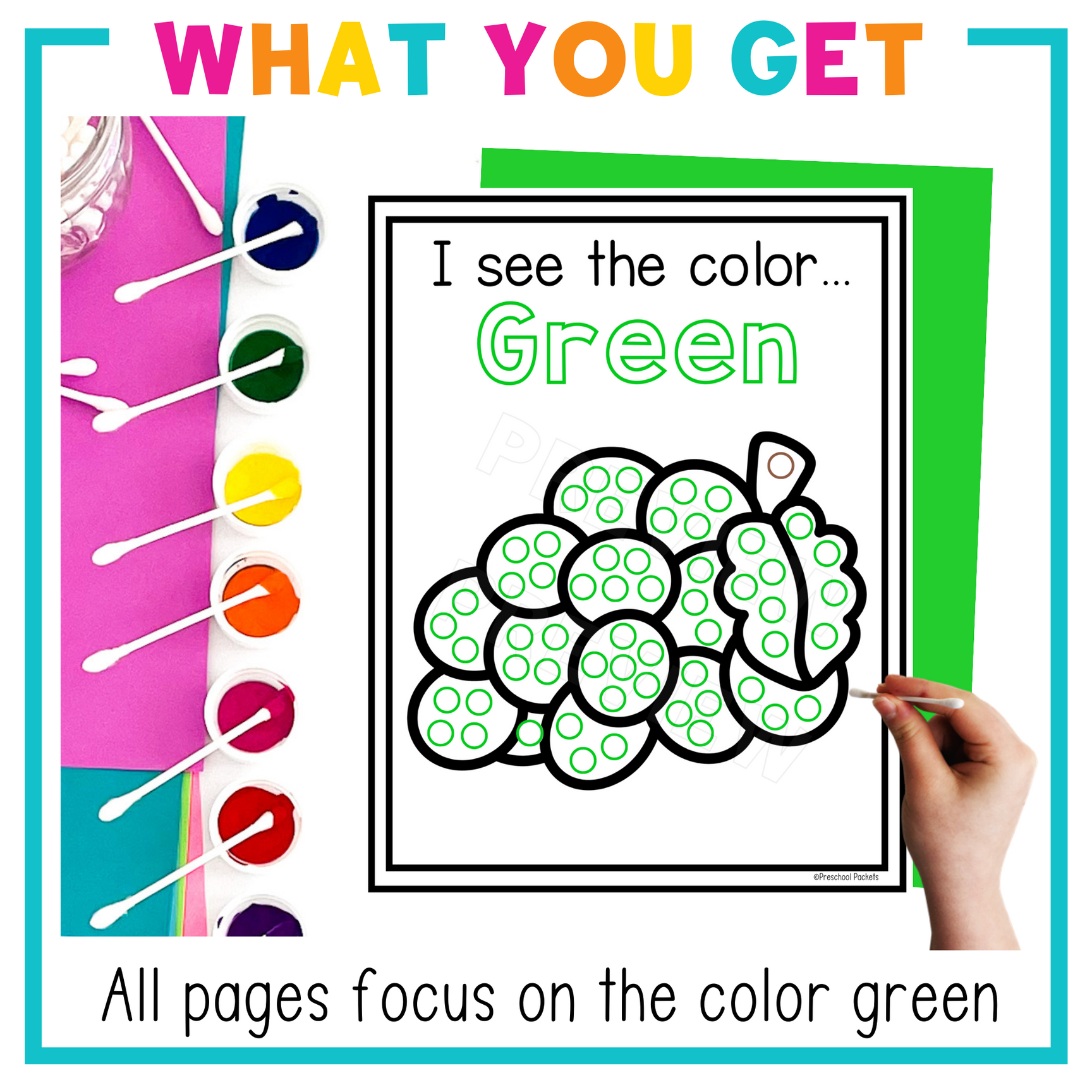 Preschool Colors Q Tip Crafts: Color Green – Preschool Packets