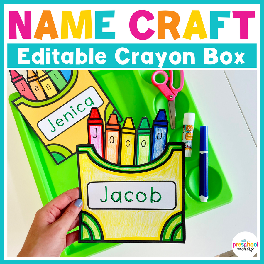 Print Box Name Back To School Name Craft Editable Crayon Box – Preschool Packets