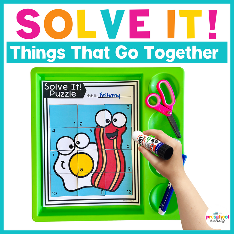 Things That Go Together Mixed Grid Puzzles For Preschool, PreK and Kindergarten