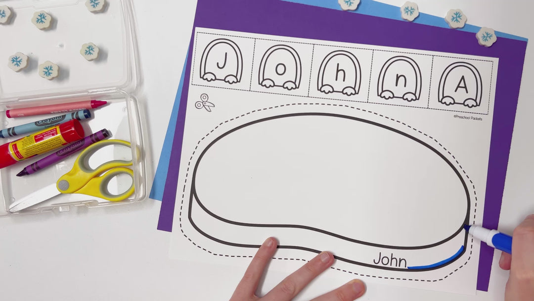 Penguins on an Iceberg Editable Winter Name Craft – Preschool Packets